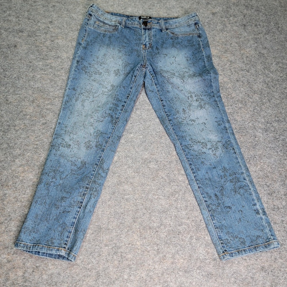 Allen B Jeans Size 14‎ Blue Floral Print Y2K Denim Casual Cotton Blend